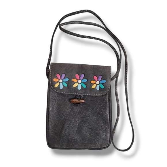 Emily Ann Of Boca Raton Leather Crossbody Bag Hand Painted - Picture 10 of 10